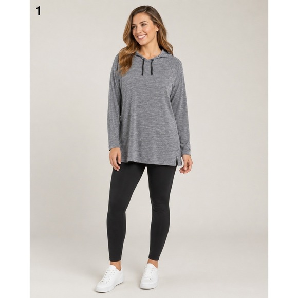Columbia Tops - Columbia Thermal Shirt Womens Medium Gray Cotton Blend Hooded Lightweight